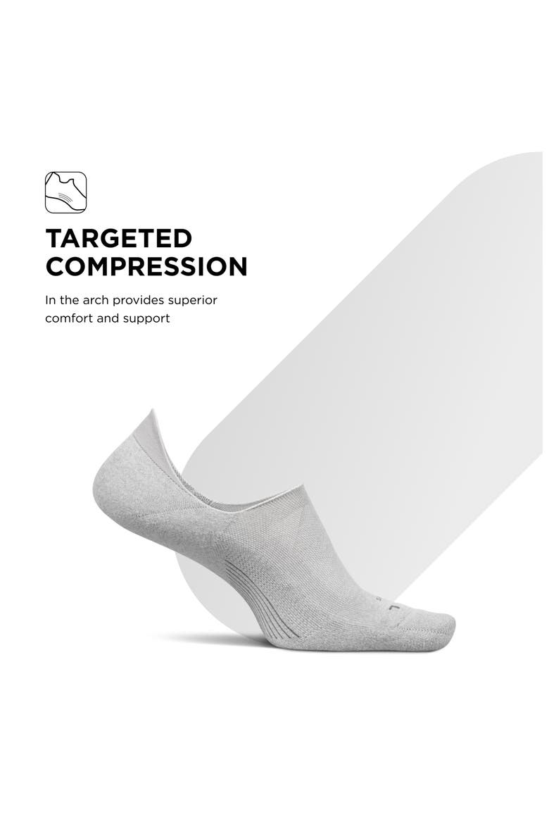 Elite Light Cushion Invisible Socks  AntiSlip Sport Sock Liner with Targeted Compression, Alternate, color, Light Gray
