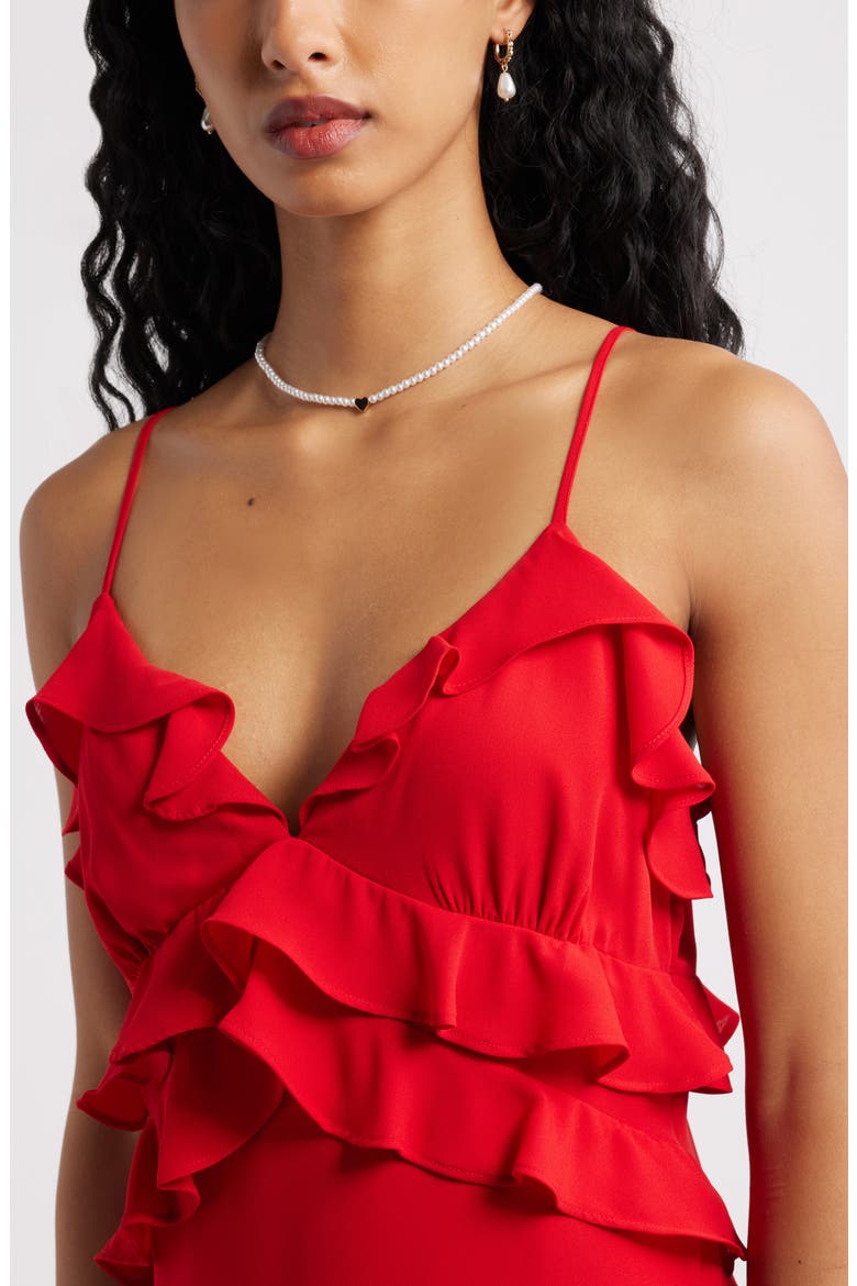 Ruffle Chiffon Cocktail Minidress, Alternate, color, RED SALSA