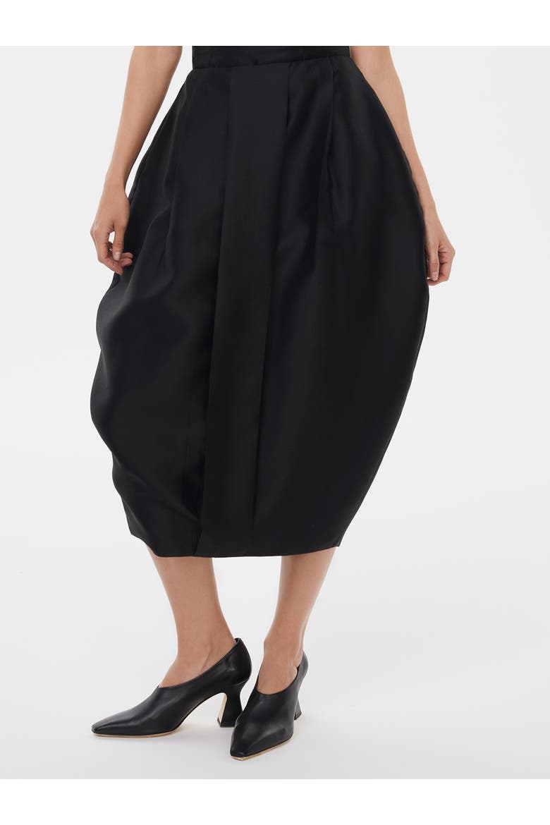 Silk Wool Blend Voluminous Tulip Skirt, Main, color, Black