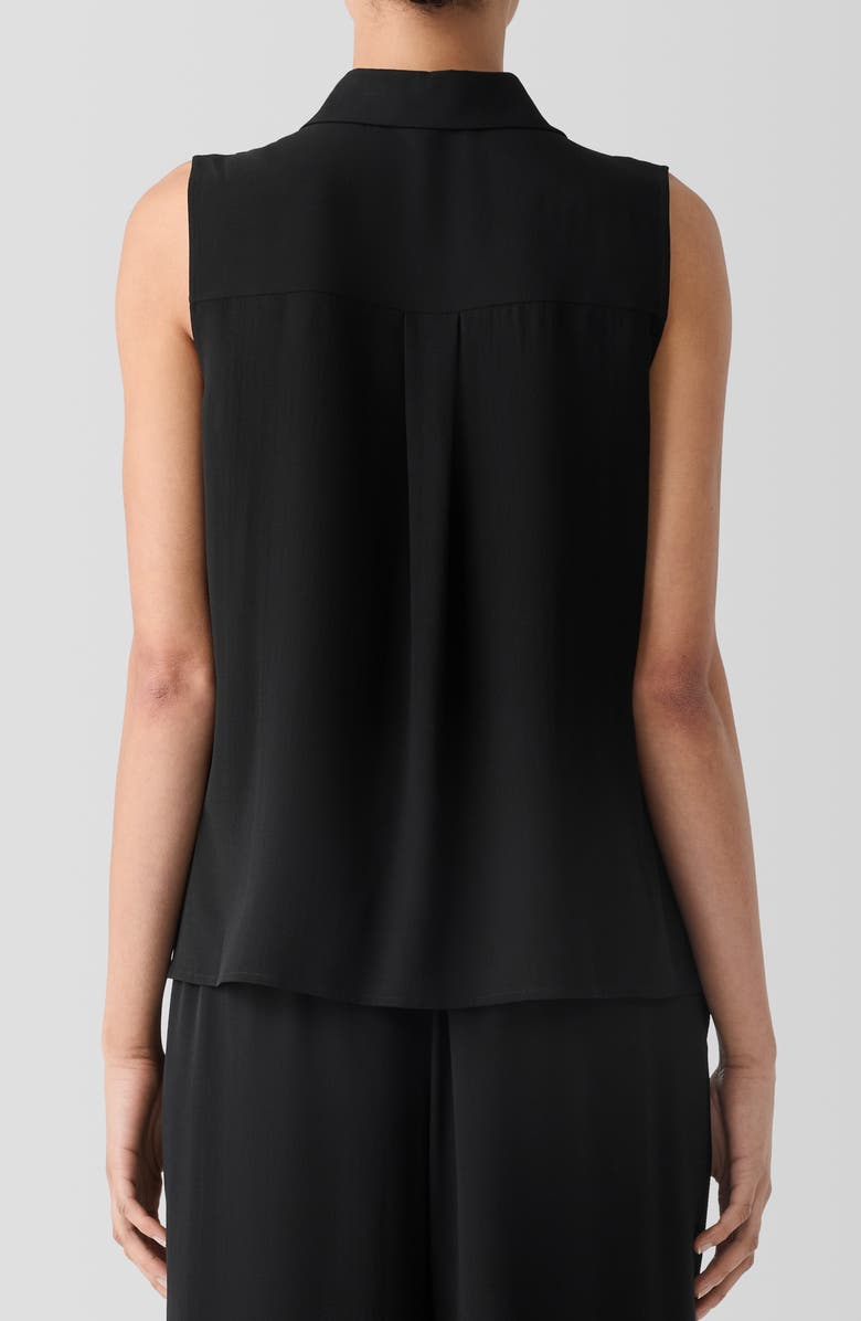 Eileen Fisher Classic Collar Sleeveless Silk Button-Up Shirt, Alternate, color, 