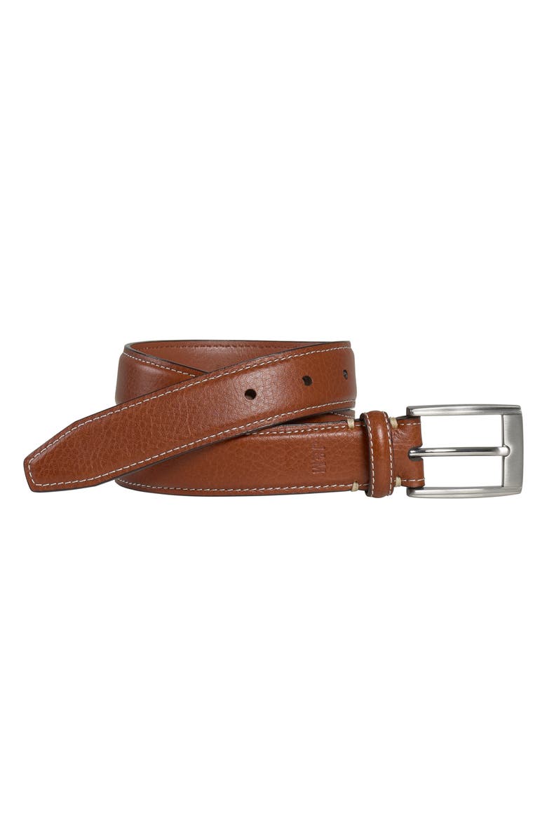 Johnston & Murphy Kids' Topstitch Leather Belt, Main, color, Tan