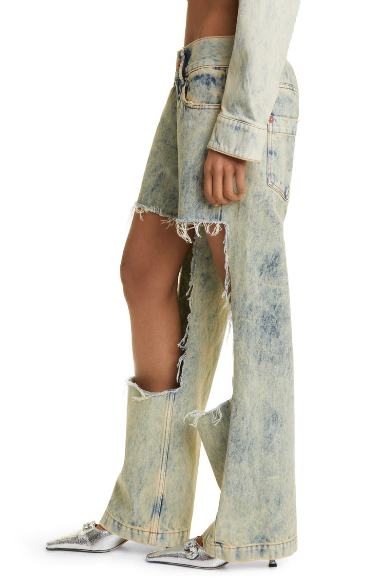 Vaquera Gender Inclusive Ripped Cutout Wide Leg Jeans, Alternate, color,