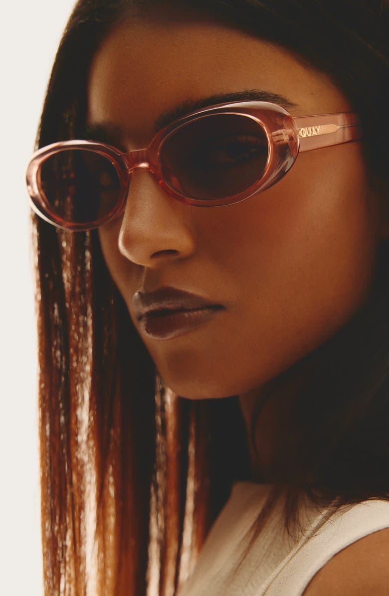 QUAY Felt Cute 52mm Gradient Small Oval Sunglasses, Alternate, color, Primrose/ Sepia