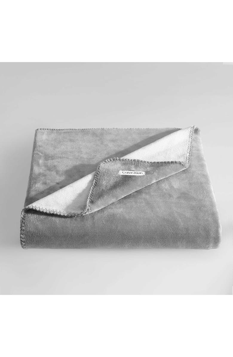 Calvin Klein Home Modern Reversible Throw Blanket, Alternate, color, Medium Grey