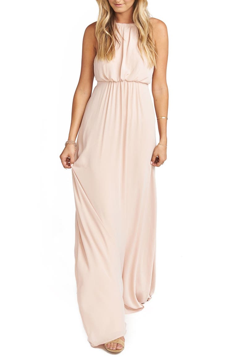 Amanda Blouson Gown, Main, color, DUSTY BLUSH CRISP