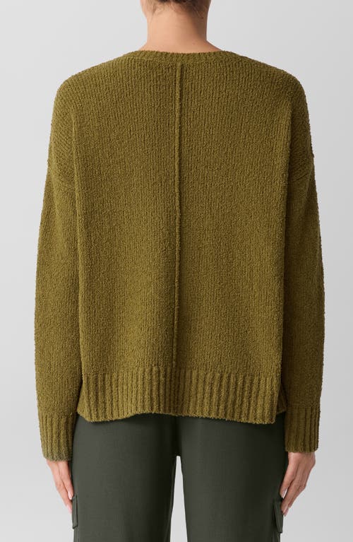 Eileen Fisher Crewneck Organic Cotton & Wool Blend Sweater In Green