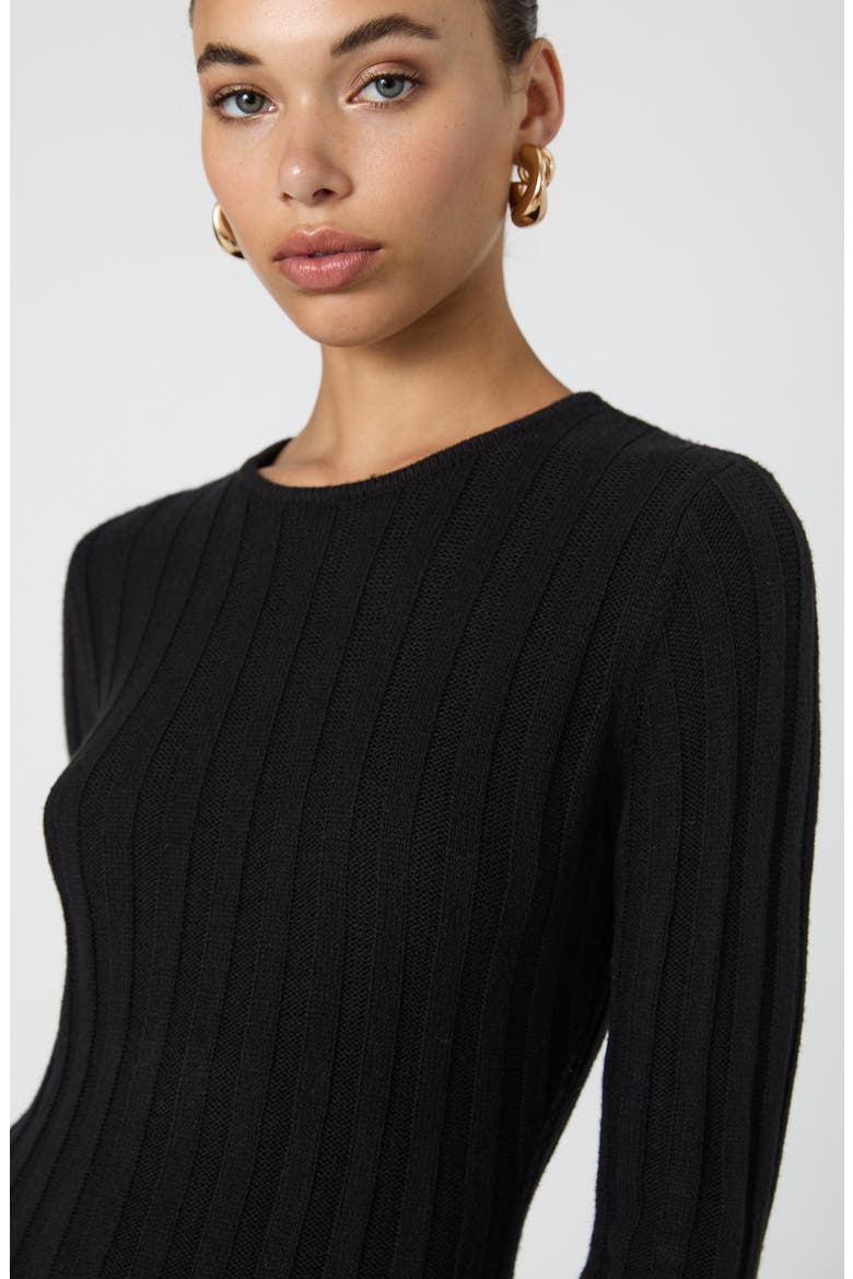 Long Sleeve Rib Maxi Sweater Dress, Alternate, color, BLACK