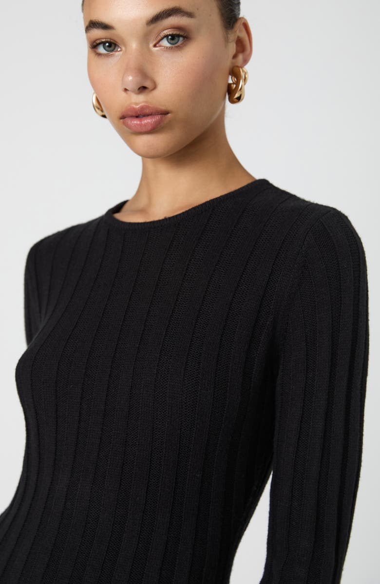 French Connection Long Sleeve Rib Maxi Sweater Dress, Alternate, color, Black