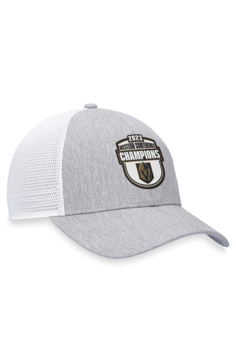 FANATICS Men's Fanatics Branded  Gray/White Vegas Golden Knights 2023 Western Conference Champions Locker Room Trucker Adjustable Hat, Alternate, color, 