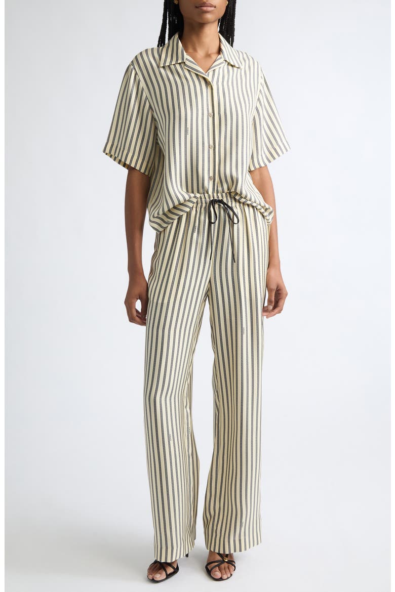 Meandros Silk Twill Pants, Alternate, color, IVORY BLACK