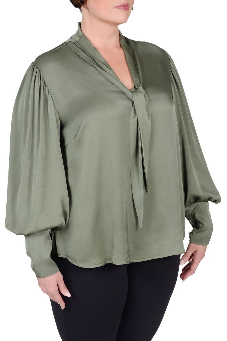 Mia Convertible Scarf Neck Blouse, Alternate, color, OLIVE