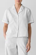 Eileen Fisher Check Organic Cotton Seersucker Button-Up Shirt