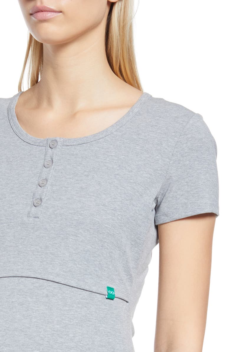 Modern Eternity Maternity/Nursing Henley Dress, Alternate, color, Grey Mix Melange