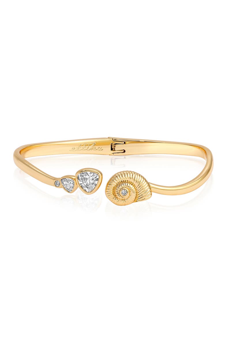Swirl Shell Hinge Cuff Bracelet, Main, color, GOLD