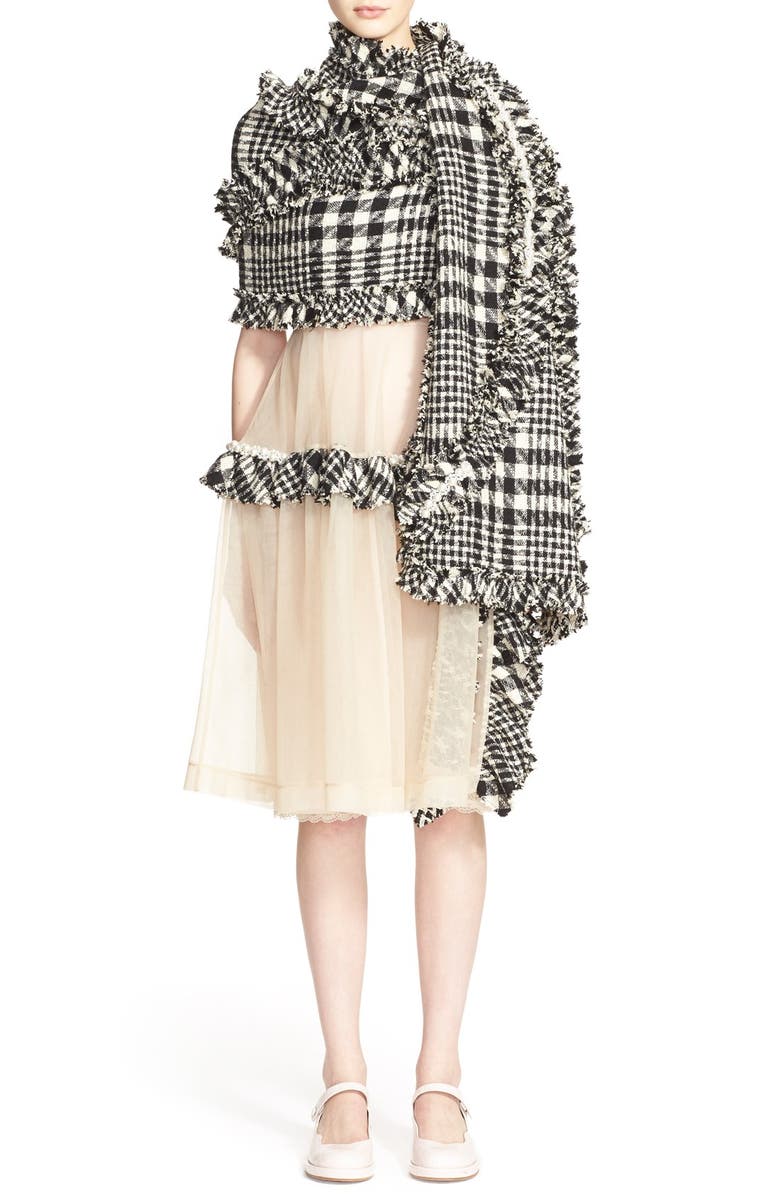 Simone Rocha Plaid Tweed Scarf, Alternate, color,