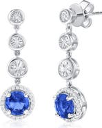 SIMONA Sterling Silver Lab Grown Sapphire & Diamond Drop Earrings