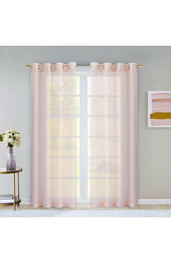 Dainty Home Sheer Set Of 2 Panel Curtains In Blush