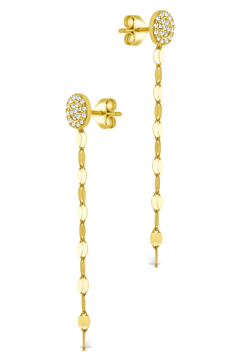 Annabelle CZ Pavé Disc Drop Earrings, Alternate, color, GOLD
