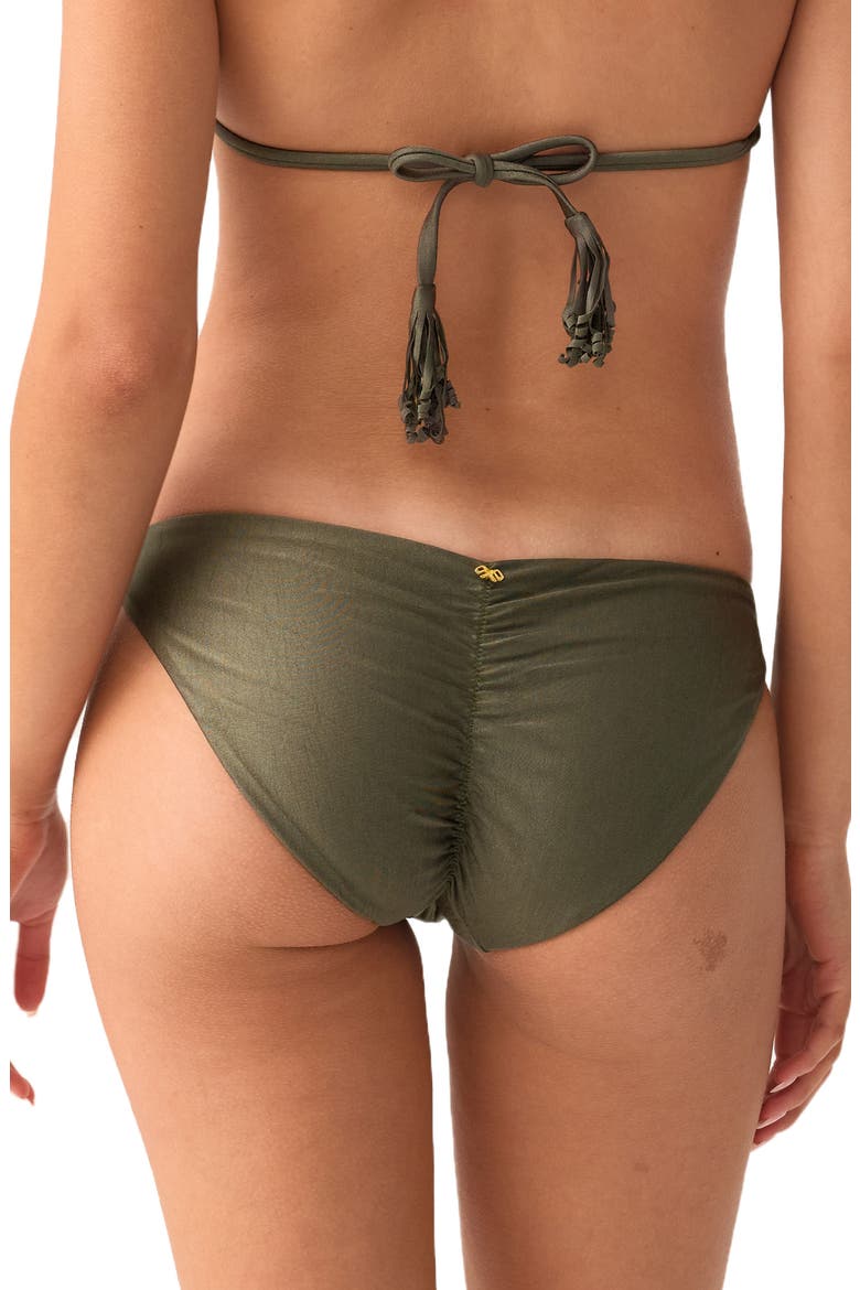 Ruched Bikini Bottoms, Alternate, color, OLIVE