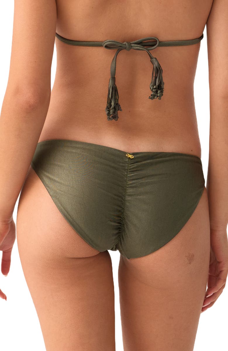 PQ SWIM Ruched Bikini Bottoms, Alternate, color, Olive