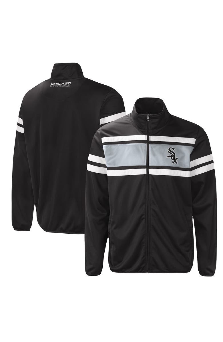 G-III SPORTS BY CARL BANKS Men's G-III Sports by Carl Banks Black/Silver Chicago White Sox Power Pitcher Full-Zip Track Jacket, Main, color, 