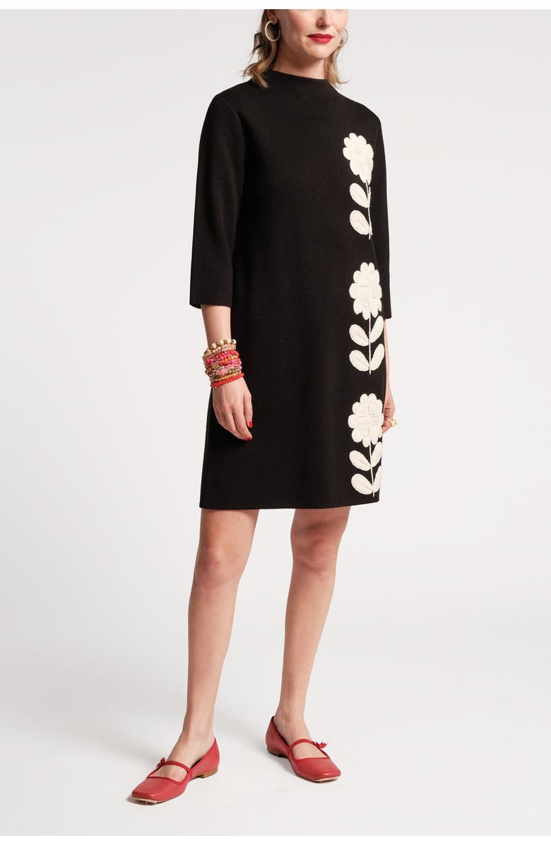 Frances Valentine Annie Dress Posy Embroidery Merino Wool Blend, Main, color, 