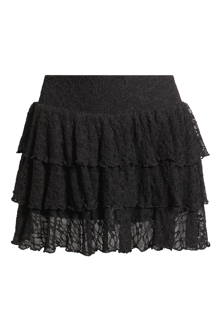 Lace Tiered Mini Skort, Alternate, color, BLACK