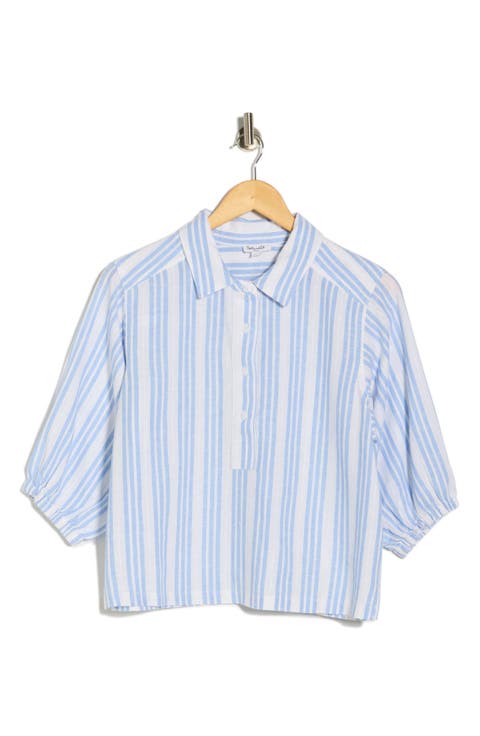 Addison Stripe Linen Blend Crop Top