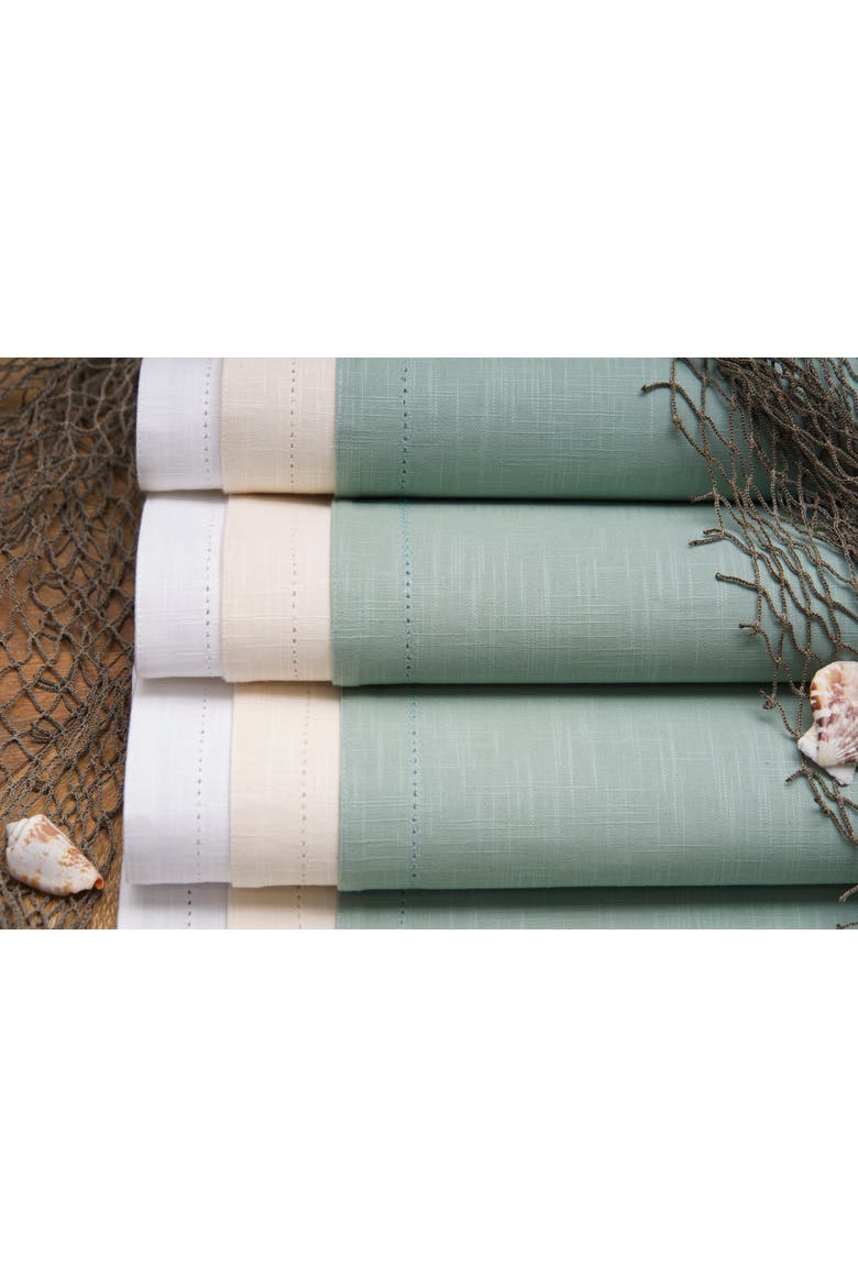 Hemstitch Solid Sea Glass Everyday Runner 72" x 14", Alternate, color, Green