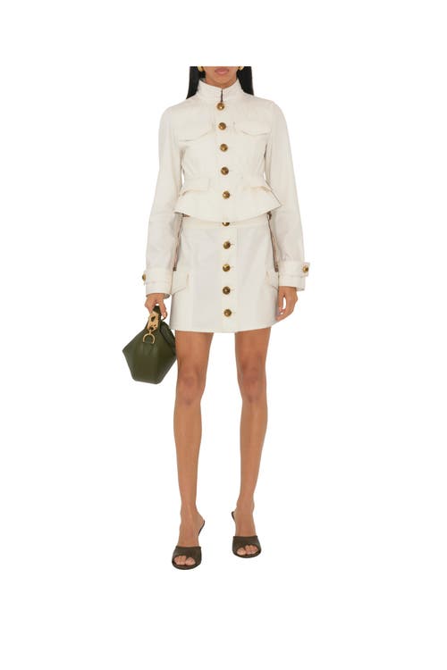 Burberry Cropped Cotton Jacket In Off White