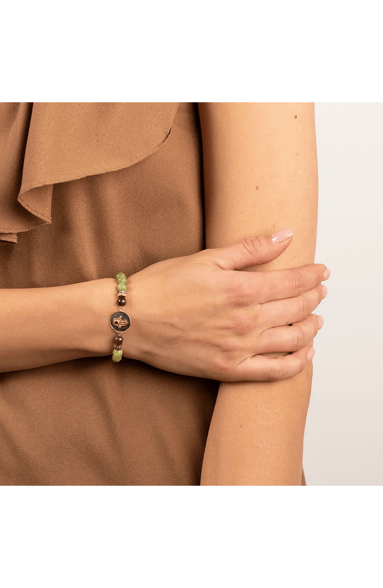 Karma and Luck Transportive Energy Jade Stone Hamsa Bracelet, Alternate, color, Green/Burgundy
