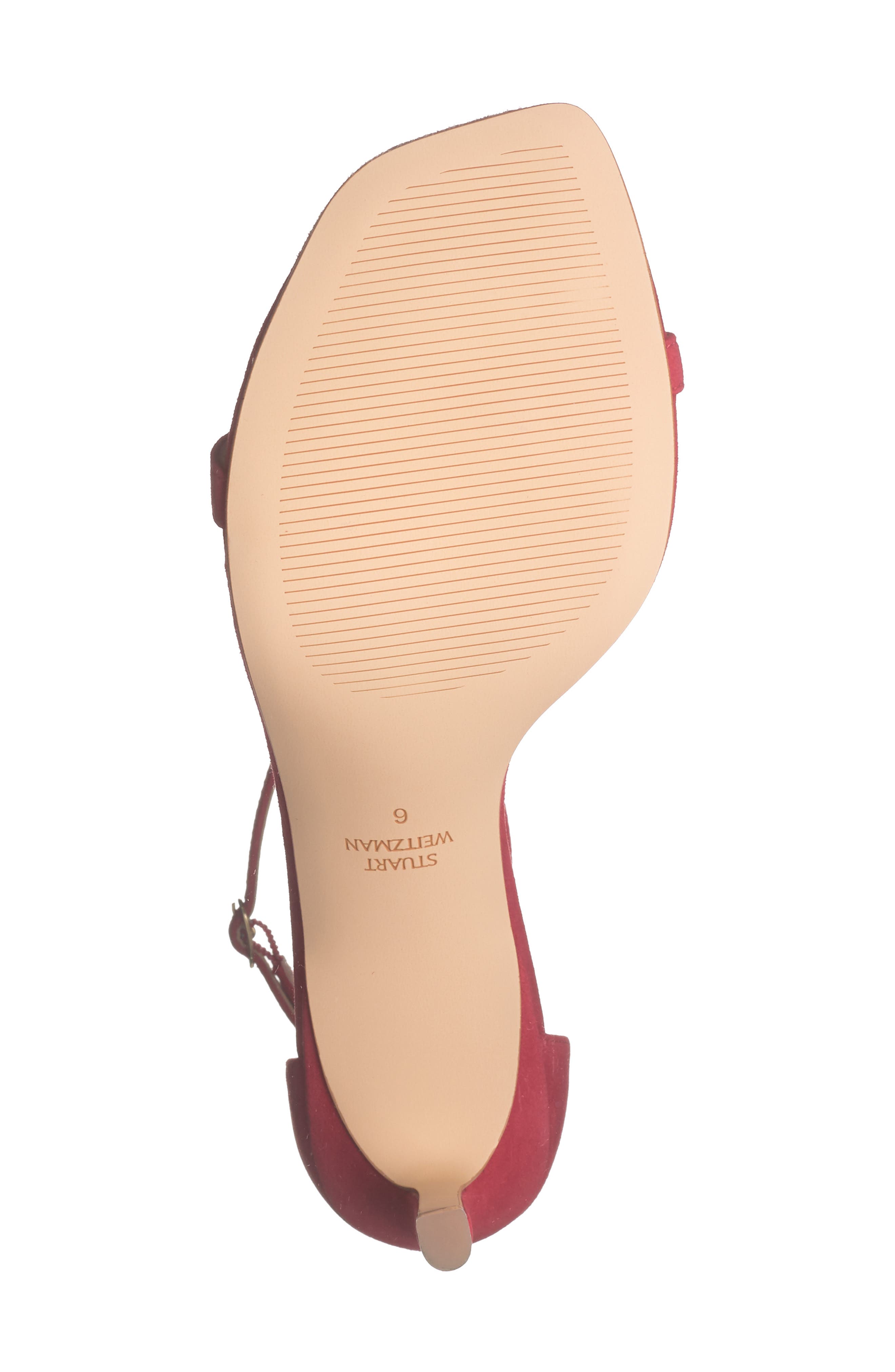 Stuart Weitzman Amelina Suede Sandal, Alternate, color, Lipstick Red