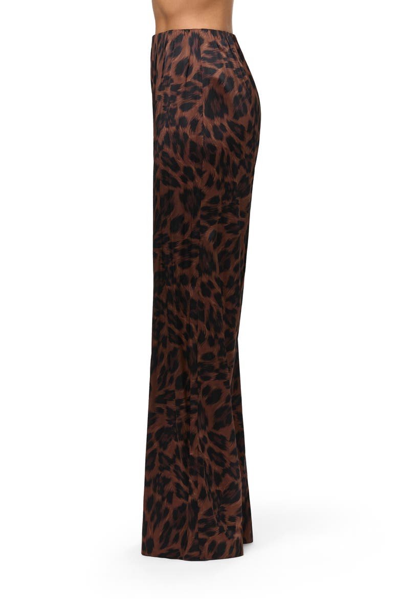 Leopard Print High Waist Stretch Silk Wide Leg Pants, Alternate, color, BRUSHED LEOPARD