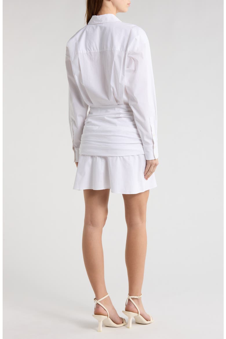 Indya Long Sleeve Stretch Cotton Mini Shirtdress, Alternate, color, WHITE