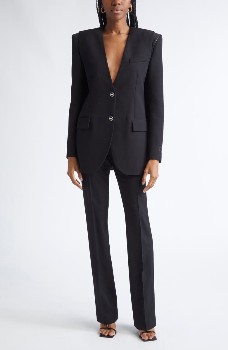 Versace Virgin Wool Blazer, Alternate, color, Black