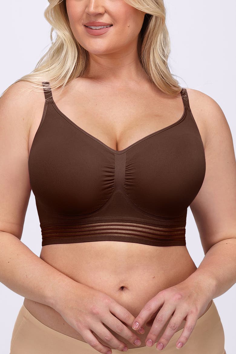 Wireless Full Coverage Seamless Bra, Alternate, color, Brown