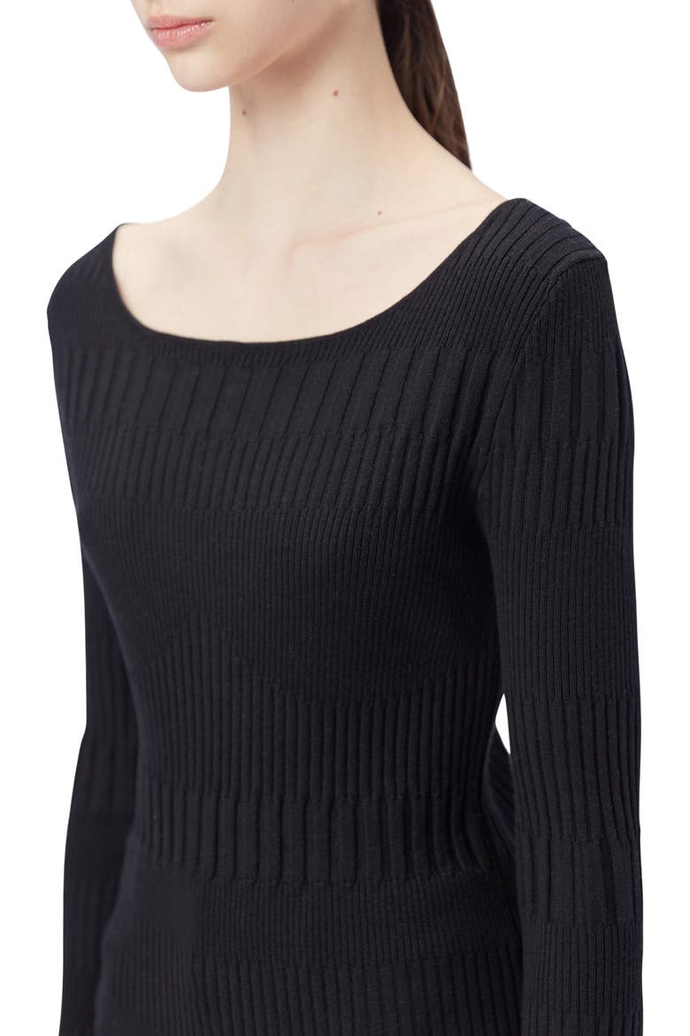 Ribbed Cotton Silk Cashmere Blend Sweater, Alternate, color, black