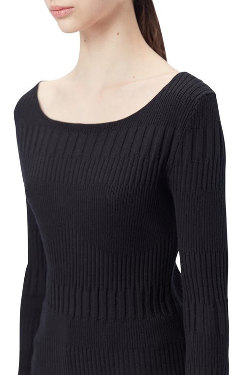 Gobi Mongolian Cashmere Ribbed Cotton Silk Cashmere Blend Sweater In Black
