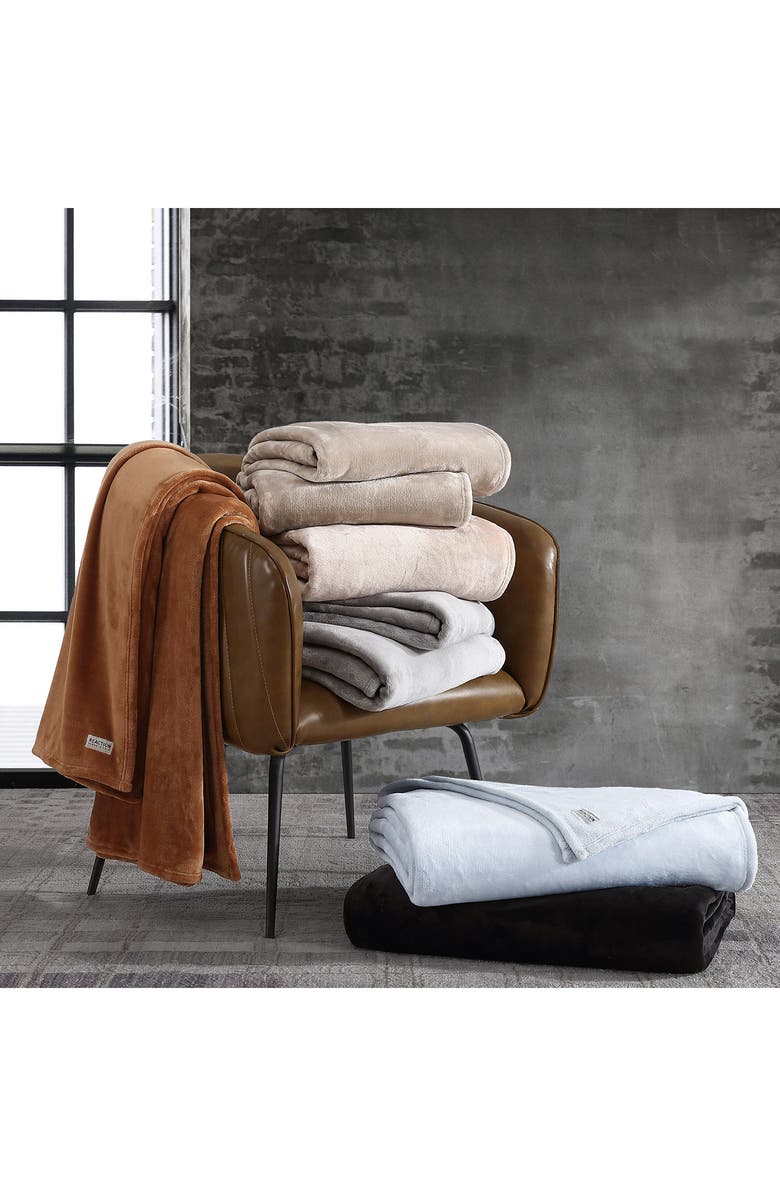 Kenneth Cole Solid Throw Blanket, Alternate, color, Black