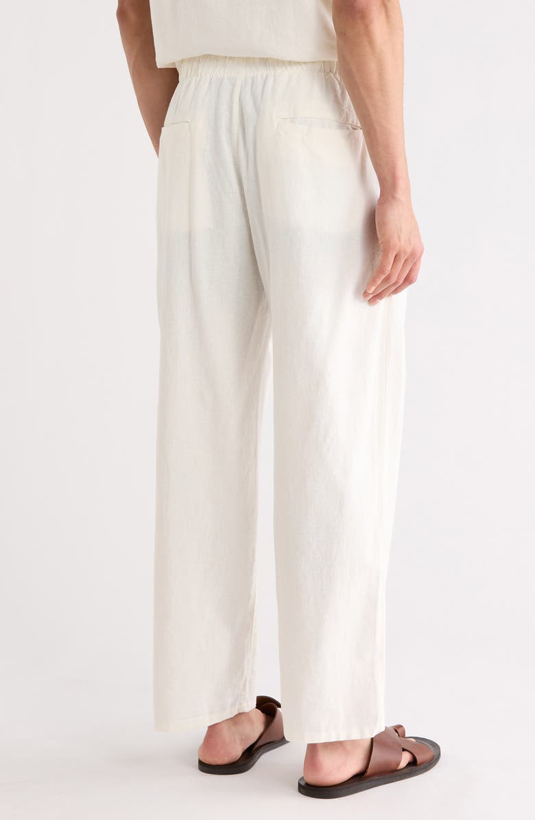 DENIM AND FLOWER Wide Leg Linen Pants, Alternate, color, Off White