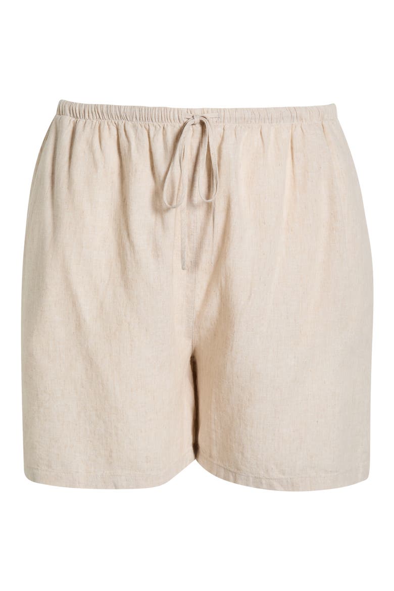 Linen Blend Drawstring Shorts, Alternate, color, FLAX