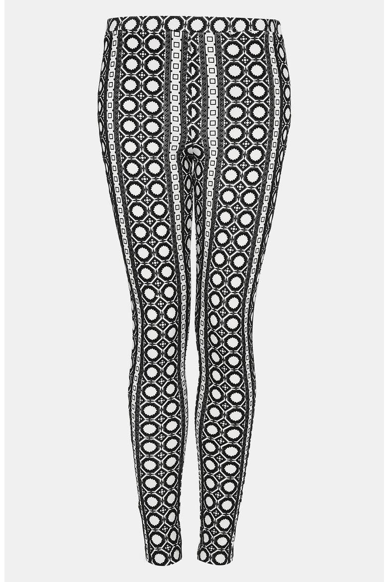 Velvet Geo Print Leggings, Main, color, WHITE/ BLACK
