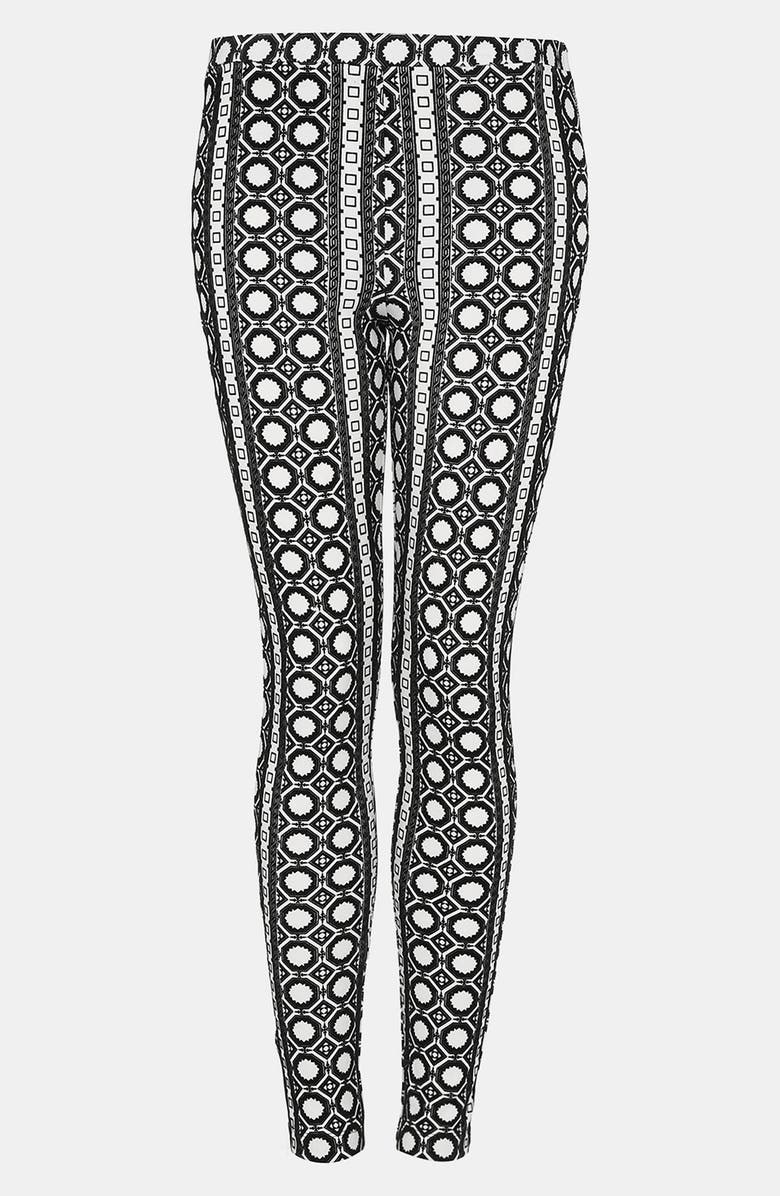 Topshop Velvet Geo Print Leggings, Main, color,