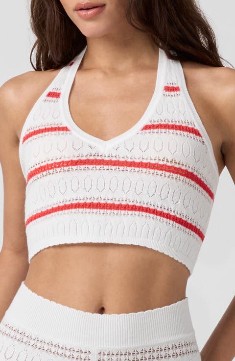 Pointelle Halter Crop Top
