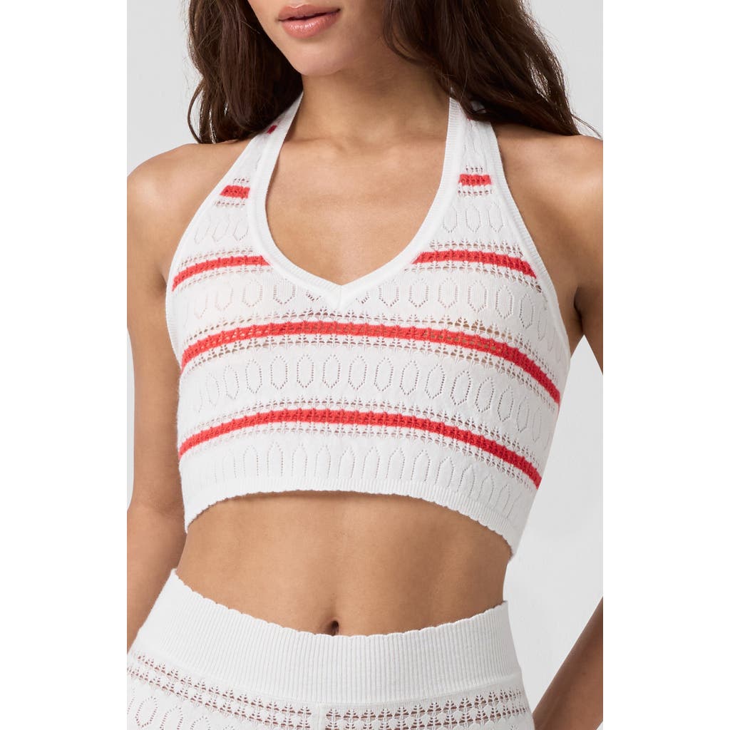Florence By Mills Pointelle Halter Crop Top In White