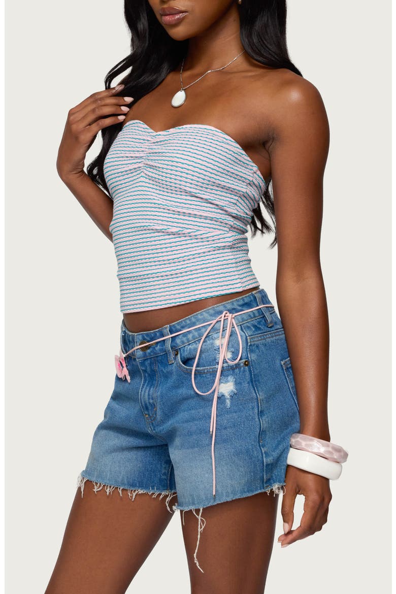 Veranda Stripe Textured Knit Tube Top, Alternate, color, PINK