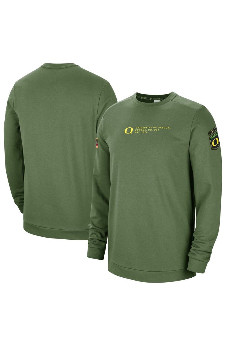 Nike Men's Nike Olive Oregon Ducks Military Pullover Sweatshirt, Alternate, color, 