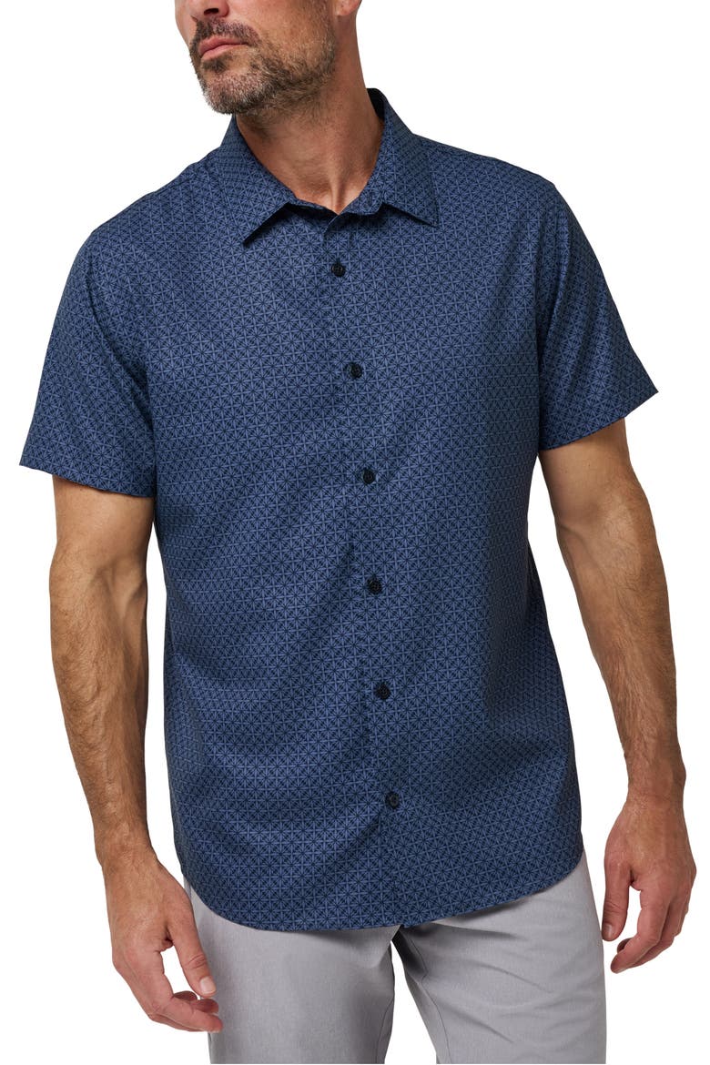 Techwoven Flair Short Sleeve Button-Up Shirt, Main, color, TOTAL ECLIPSE