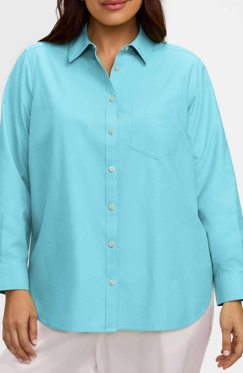 Foxcroft Boyfriend Non-iron Cotton Blouse In Blue