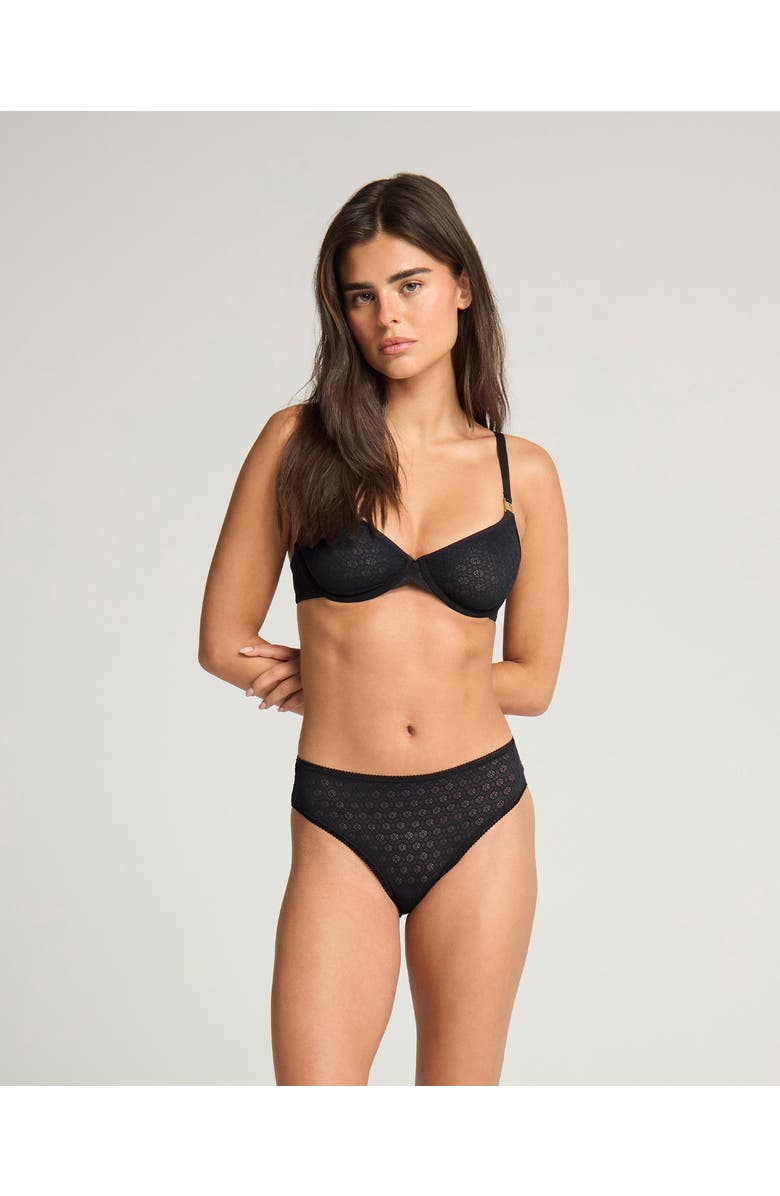 Nudea Honeycomb Semi-Demi Balconette Bra, Alternate, color, Black